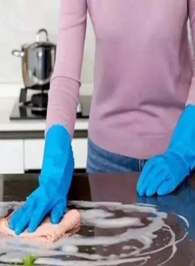 MPR4 Gloves, Reusable Rubber washing gloves for lab Dish Washing Gloves, Cleaning Gloves, Hand Gloves for Kitchen Dishwashing Household Rubber Cleaning Gloves, Pack of 3 Pairs, Multicolour - Image 4